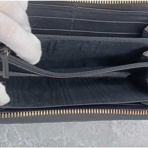 Gucci Vintage Rare Limited Edition Bamboo Blue Suede Leather Continental Large Z - Picture 10 of 13